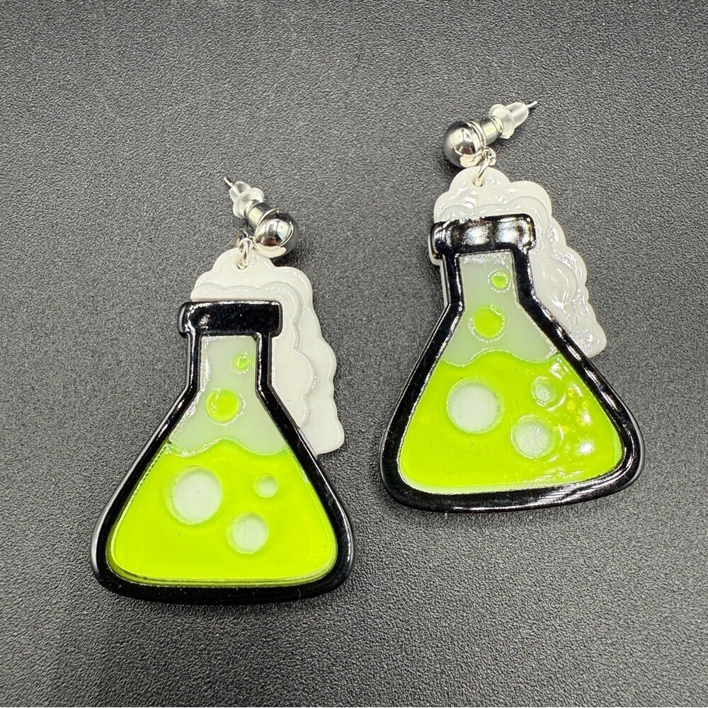 Chemistry Science STEM Lime Green Beaker Earrings